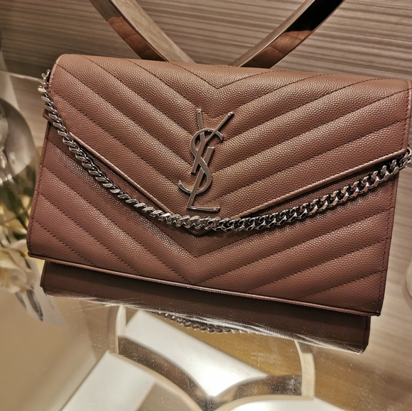 YSL Mauve Chevron shoulder/clutch bag - Picture 5 of 5